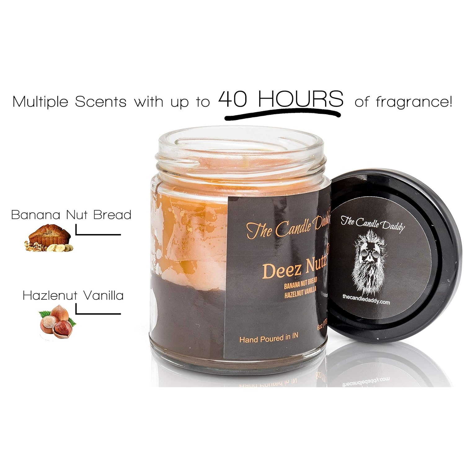 Deez Nutz- Black Label- Banana Nutbread - Hazelnut Vanilla- Funny- 6 Ounce Jar Candle