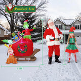 6 Ft Inflatable Christmas Decorations - Green Monster & Dog Max On Sleigh With Led Lights