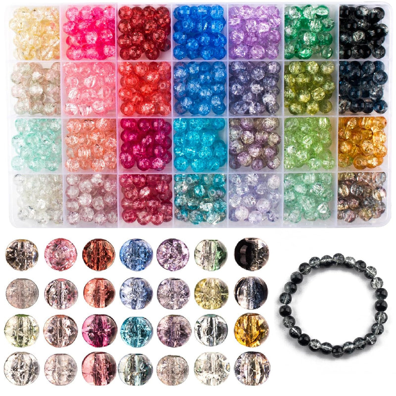 700Pcs Crack Glass Lampwork Beads For Jewelry Making 8Mm Bracelet Maki