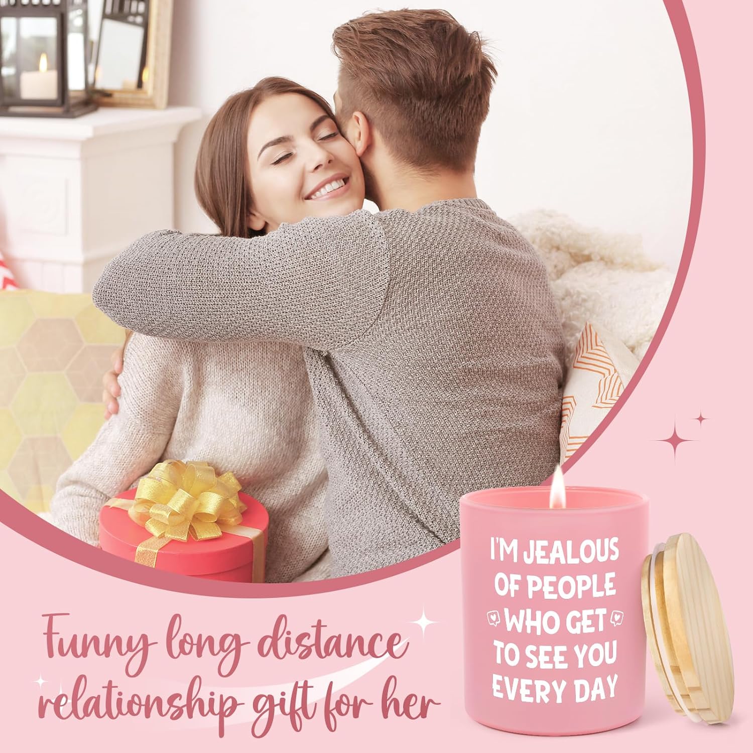 Long Distance Relationship Gifts For Girlfriend, Funny I Miss You Candle 10Oz, Romantic Valentines Day Gifts For Her Him, I Love You Gift On Anniversary Birthday, Cute Long Distance Candles
