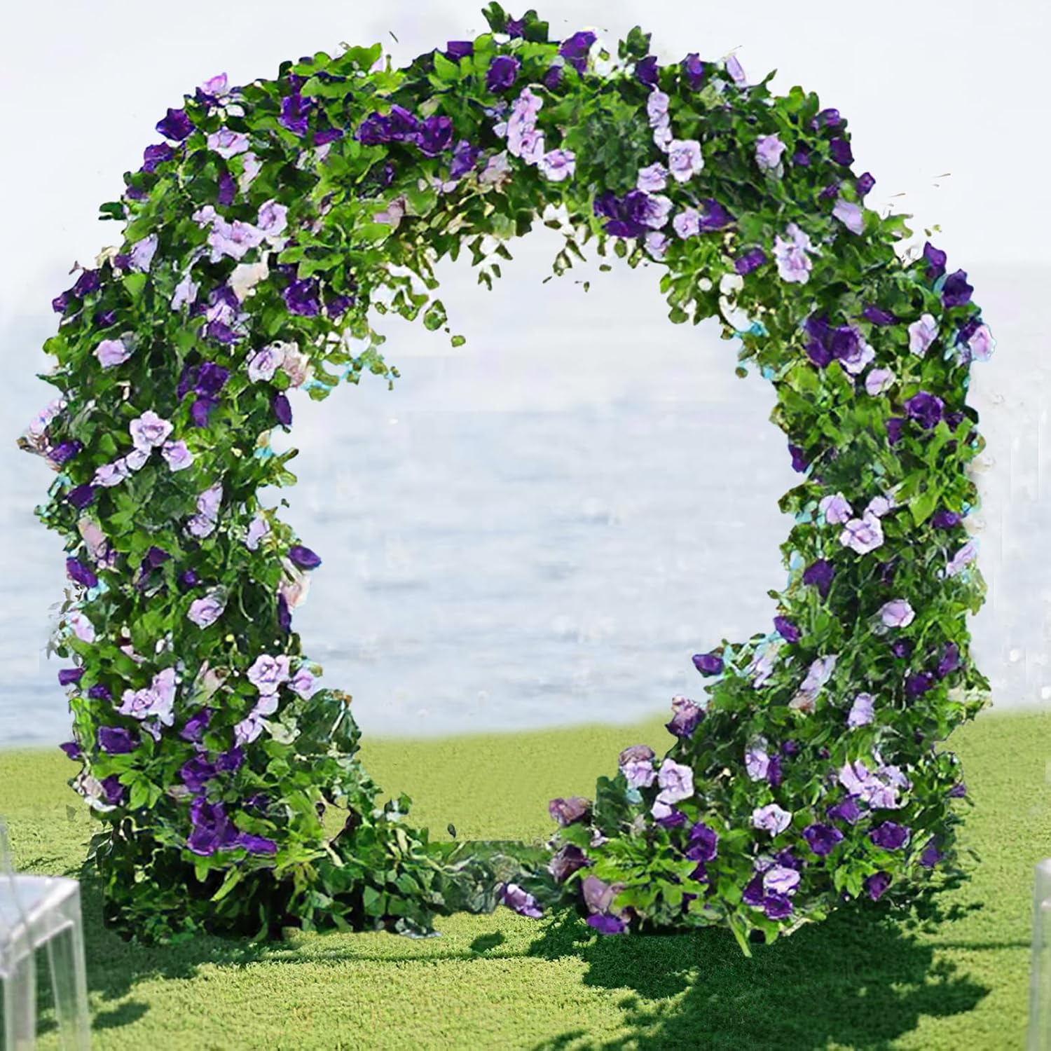 2 Pcs Artificial Rose Vines Flowers Garland Hanging Silk Rose Vine Outdoor 15.8Ft Silk Flowers Rose Ivy Vines For Bedroom Wedding Arch Decor Purple Flower Garland For Backdrop Wall Home Garden