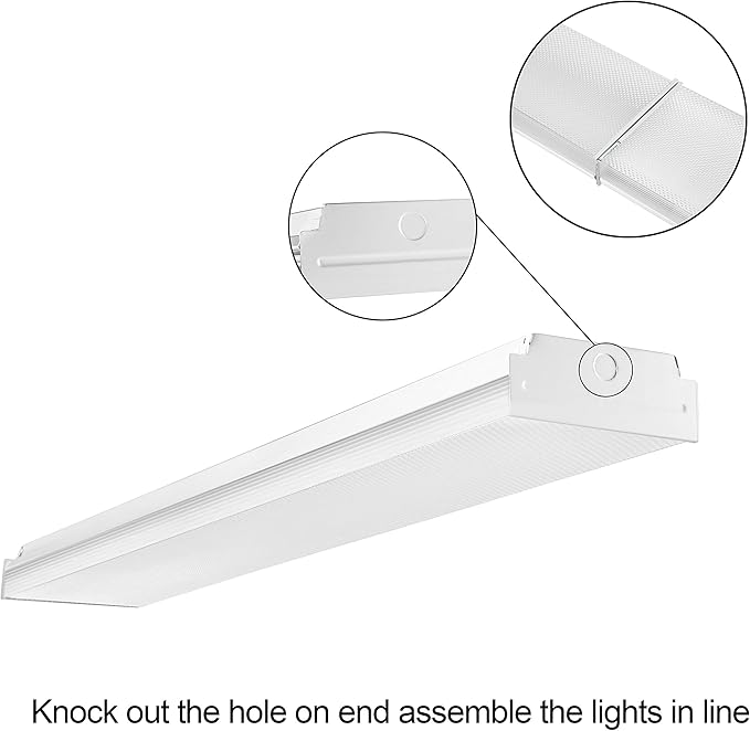 4FT LED Wraparound Light 40W 4400LM 4000K Neutral White Flush Mount Garage Office Ceiling Fixture