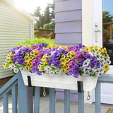 Artificial Fake Pansy Flowers For Outdoor Outside, 20Pcs Faux Silk Mixed Pansies Uv Resistant Flowers For Porch Yard Patio Window Box Home Decor (Fuchsia Purple Yellow White)