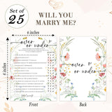 Wedding Shower Games, Guess Over Or Under, Floral Bridal Shower Game Cards 25 Guests Activity For Bachelorette Engagement Party Supplies Favors - C06