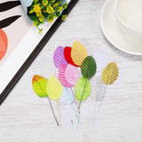 4.3" Artificial Silk Leaf, 200 Pcs Artificial Leaves Stems Fake Leaves Bulk Fake Rose Wire Crafts For Home Office Decor, Gold Silver