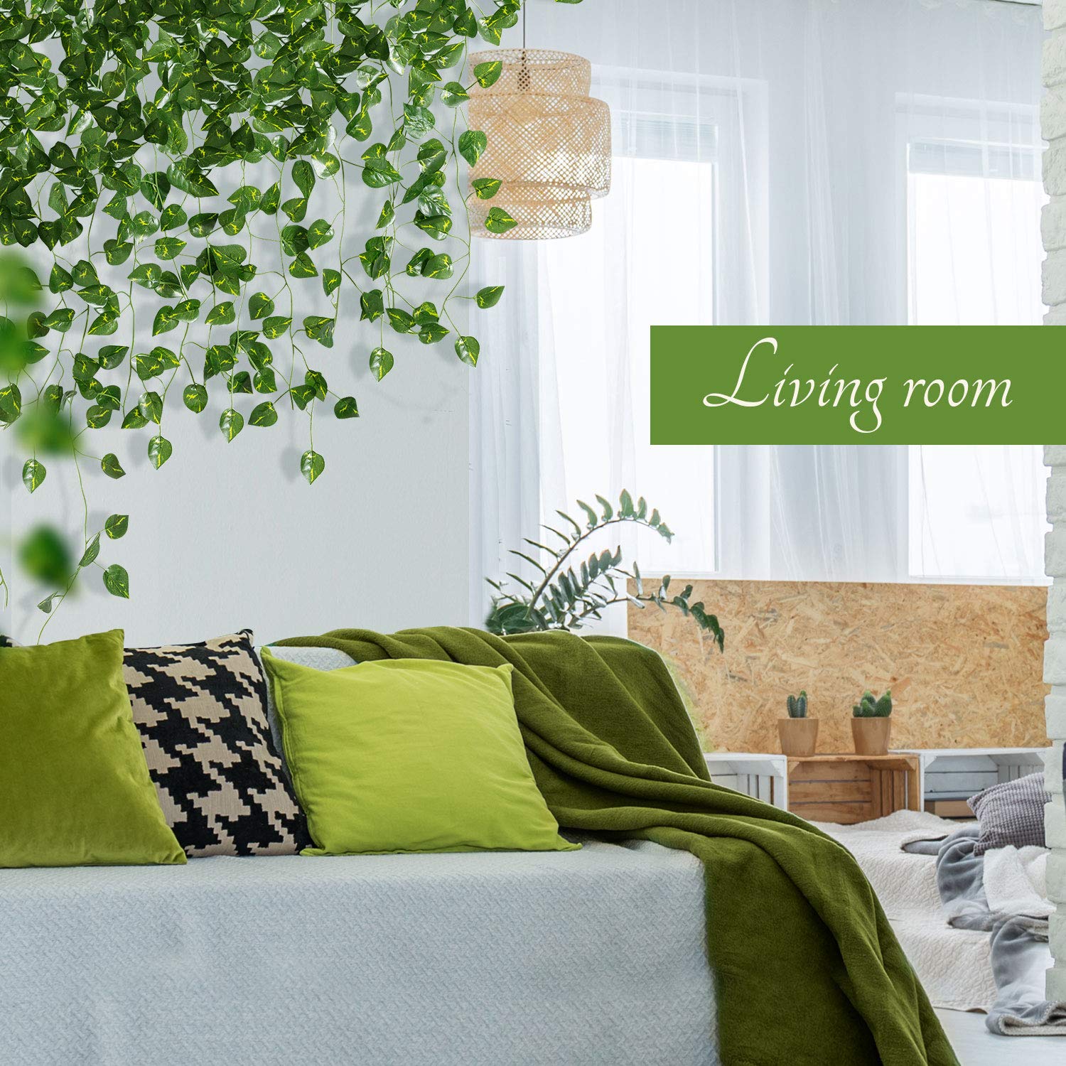 78-Ft 12 Pack Silk Artificial Ivy Vines Leaf Garland Plants Hanging Wedding Garland Fake Foliage Flowers Home Kitchen Garden Office Wedding Wall Decor