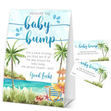 How Big Is Mommys Belly Game, Measure The Baby Bump Baby Shower Game, Summer Beach Baby Shower Party Decorations & Supplies, 1 Sign & 50 Guess Cards-A07