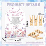 Baby Shower Games - Butterfly Don'T Say Baby Clothespin Game, 1 Arch Acrylic Sign And 50 Mini Clothespins, Gender Reveal Game, Purple Butterfly Baby Shower Decoration Supplies (Gxb02)