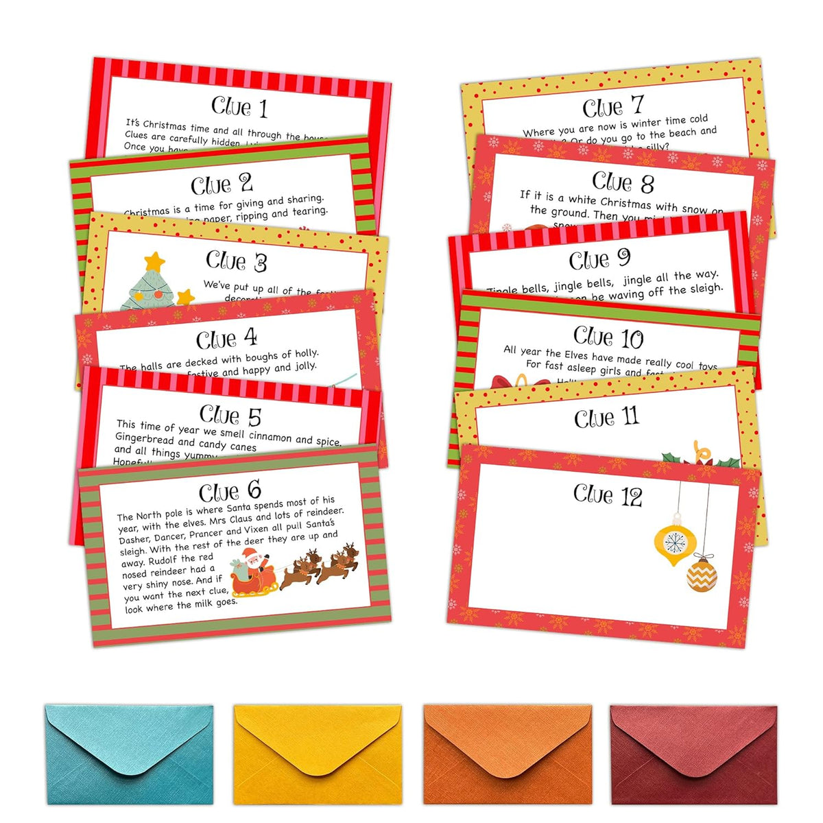 Christmas Scavenger Hunt Games, Christmas Treasure Hunt Clue Cards, Xmas Games For Family Treasure Riddle Hunt Game Activities, Winner Holiday Indoor Outdoor Party Decorations Supplies