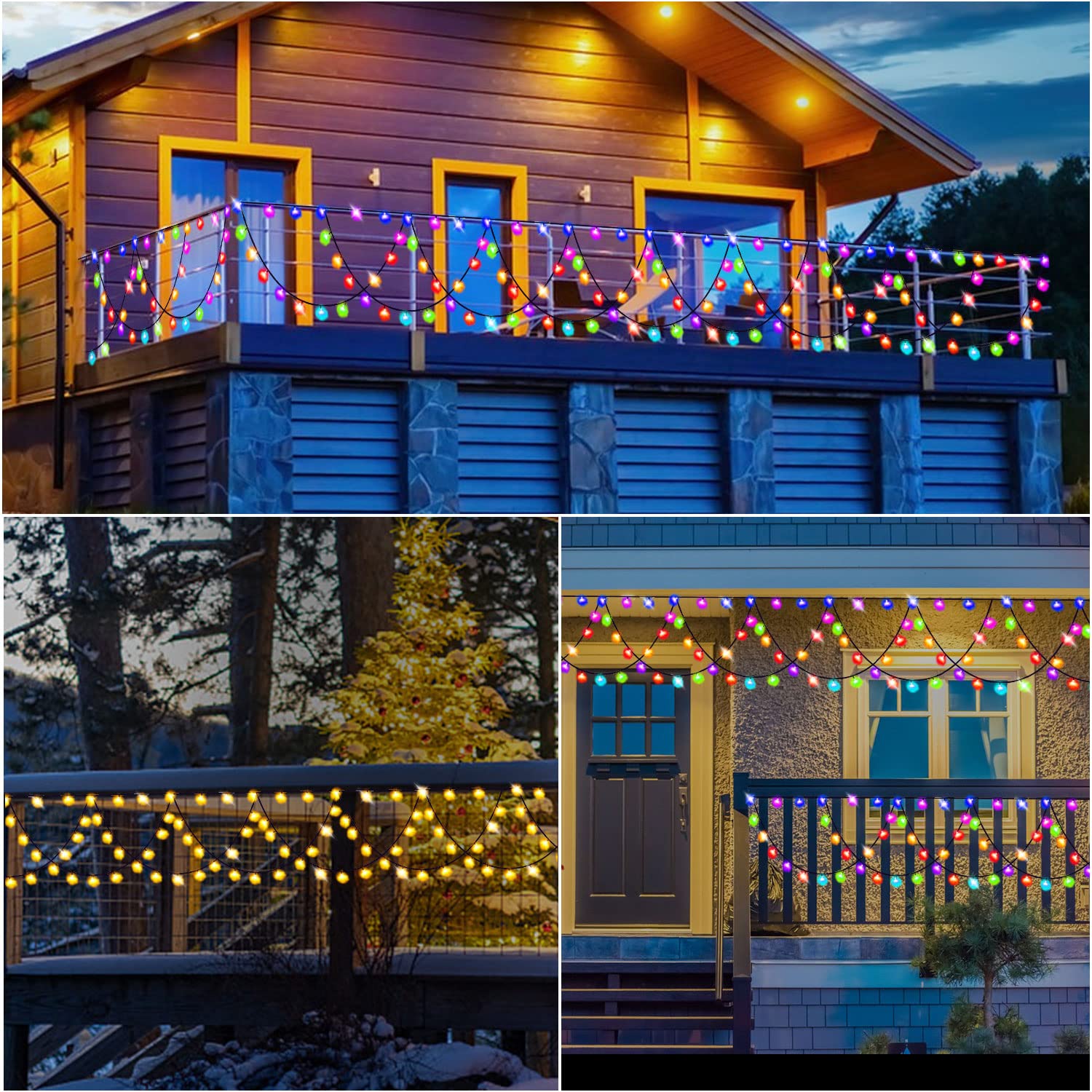Christmas Decorations 380 Led Christmas Lights 8 Modes Half-Round Extenable String Lights For Xmas New Year Patio Yard I