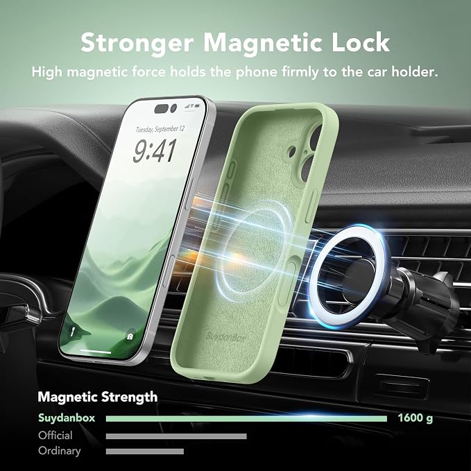 Magnetic Liquid Silicone Phone Case Soft Matcha Green Finish for Apple iPhone 17