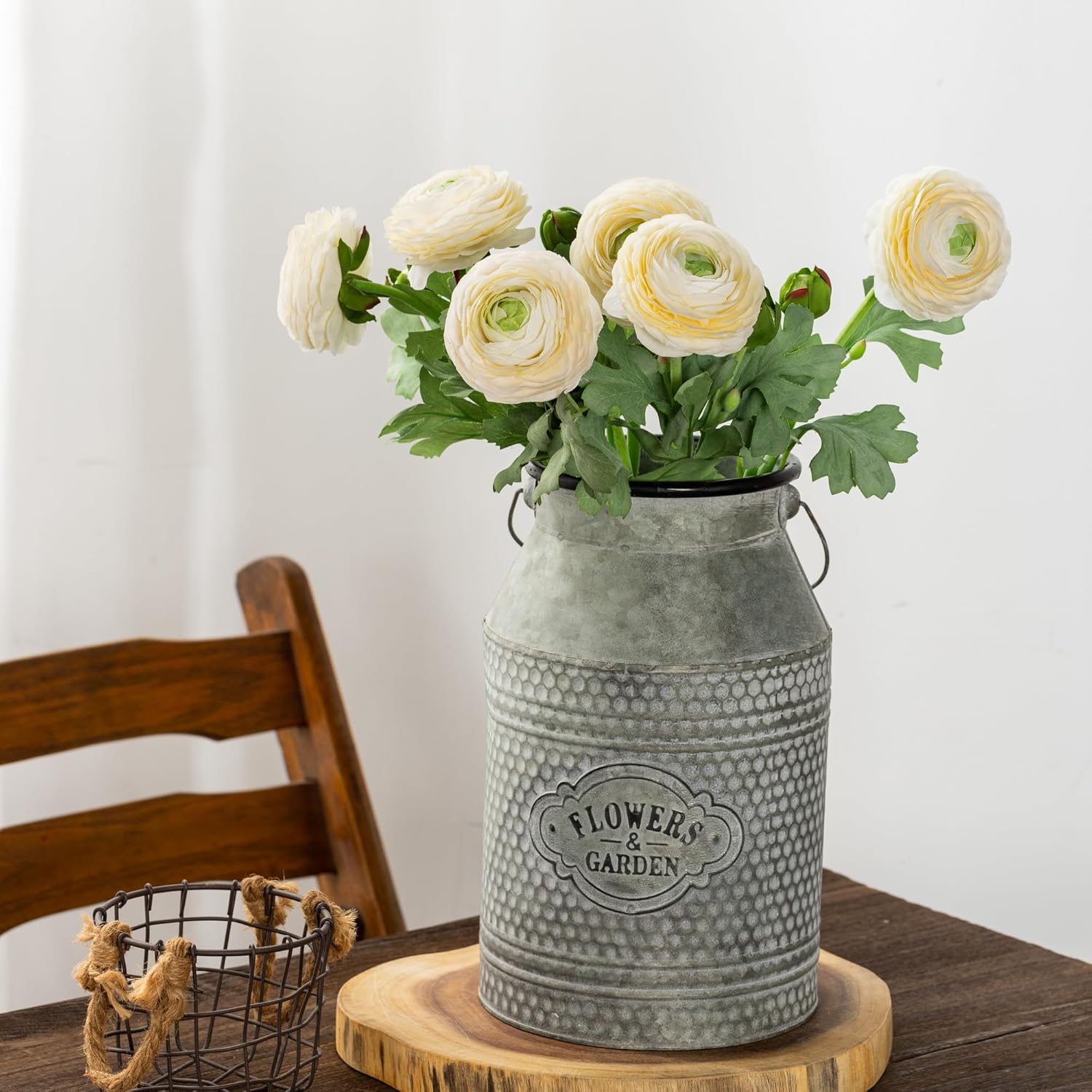 Artificial Ranunculus Flowers With Real Touch Stem, Silk Ranunculus Flowers (6 Pack) (White)