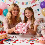Happy 10Th Birthday Wrapping Paper Roll, Strawberry & Pink Gingham Gift Wrap For Girl’S Tenth Birthday Party, Kids Age10 Decorations & Presents, Mini Roll 17 In X 16.4 Ft