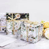 Wedding Wrapping Paper Roll - 17 Inch X 33 Feet - Silver White Floral With Metallic Foil Design Perfect For Mothers Day Wedding Bridal Shower Spring Birthday Summer