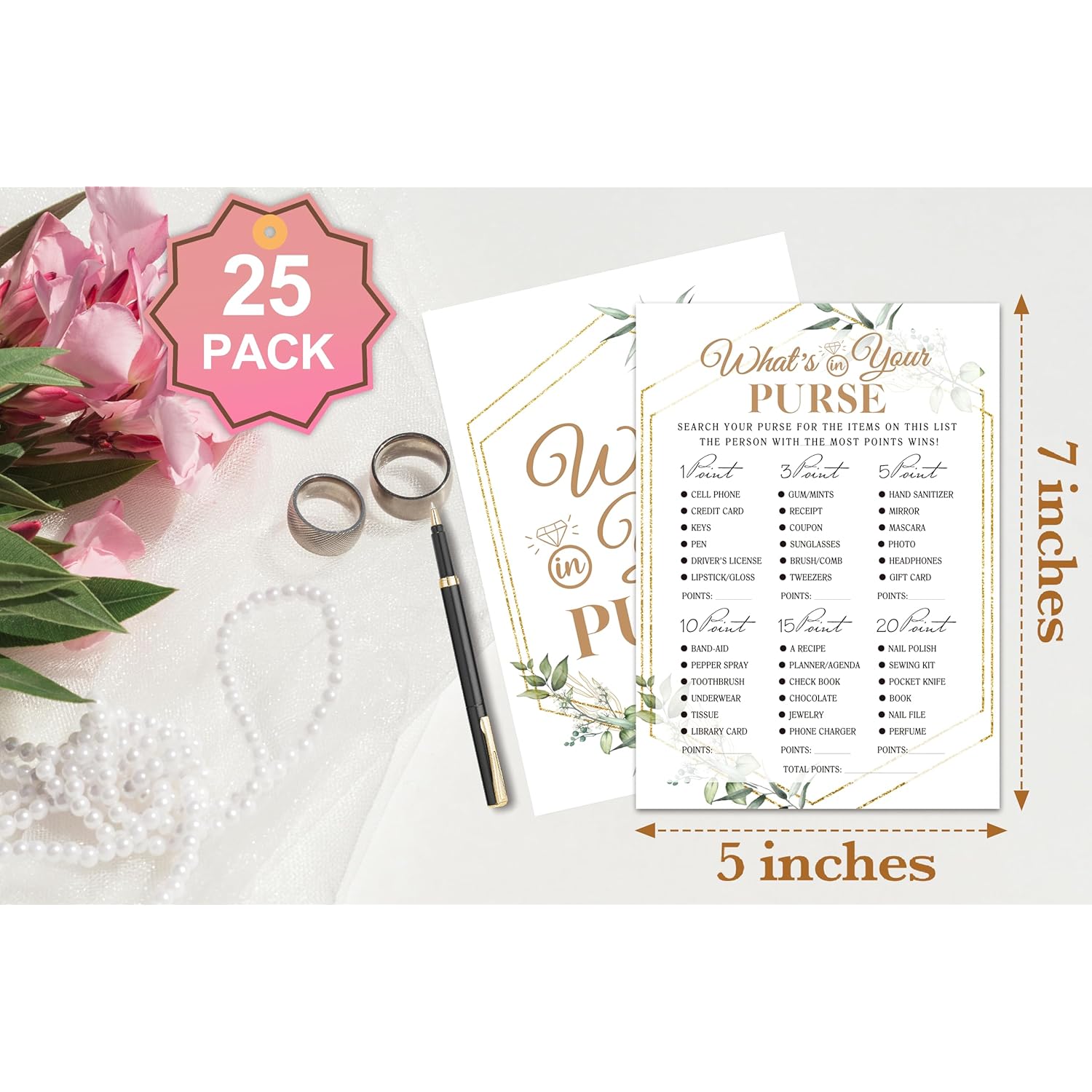 Bridal Shower Games, Greenery Wedding Shower Party Games Cards For Bride Groom Newlyweds, Engagement Bachelorette Party Decorations, Wedding Favors Supplies, 25 Game Cards Included - A03