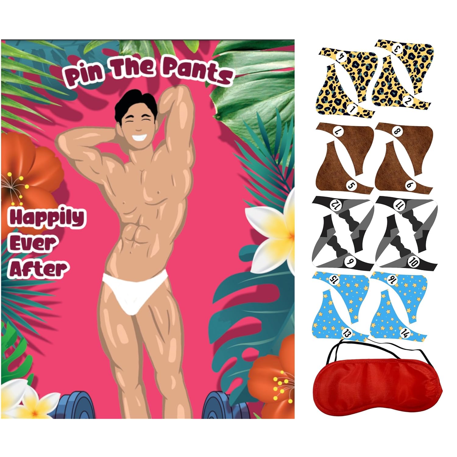 Pin The Pants Party Game, Funny Pin The Tail Game, 12 Reusable Pieces, Blindfold Included, Large Board Easy To Travel With And Hang For Adults