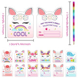 30 Sets Valentine‘S Day Cards With Rainbow Pencils For Kids Unicorn Valentines Cute Animal Greeting Cards For Classroom Exchange Party Favor Supplies