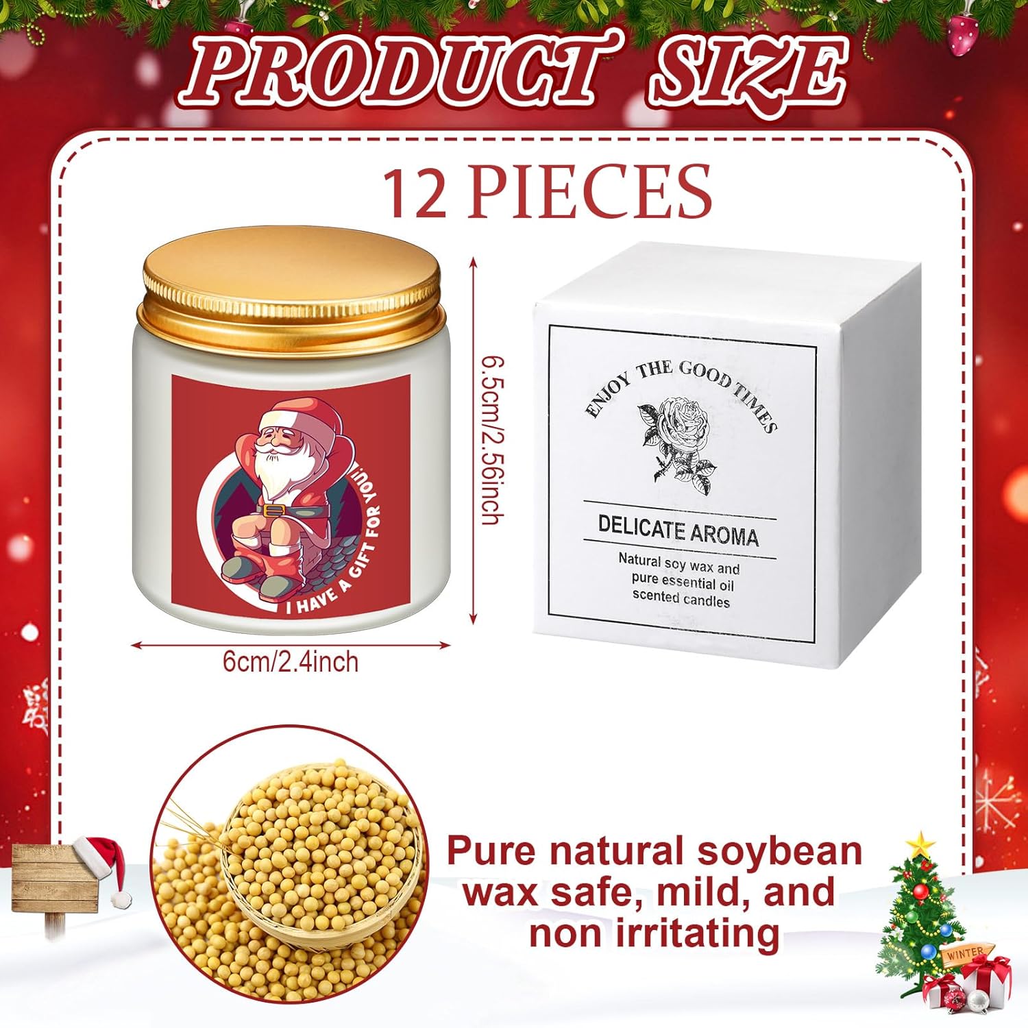 12 Pcs Funny Christmas Scented Candles Xmas Funny Gifts For Women Offensive Candles Holiday Creativity Christmas Decor 3.5 Oz Soy Wax Candle For New Year Give To Colleagues And Friends