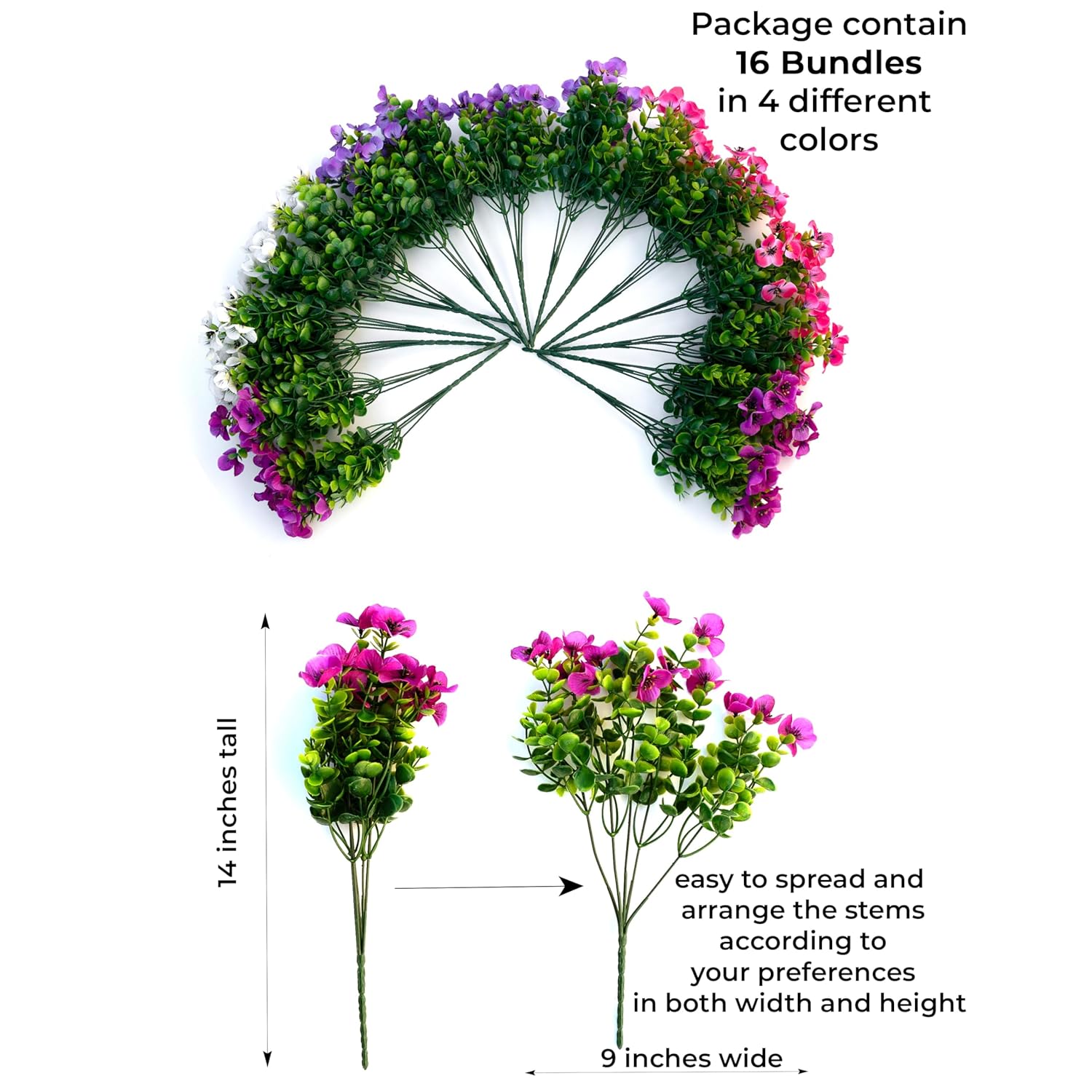 Artificial Pansies Flowers Outdoor Fake Plants - 16 Bundles Uv Resistant No Fade Faux Shrubs Plastic Greenery Home Garden Porch Patio Decoration (16, Mixed01)