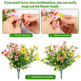 12Pcs Artificial Flowers With 21 Replaceable Flower Heads - No Fade Fake Flowers Plants, Realistic Uv Resistant Faux Flowers For Home Decor, Wedding, Outdoor Patio & Diy Arrangements (Pink/Yellow)