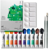 Winsor & Newton Winton Oil Colour Paint, Set of 10 x 12ml Tubes (includes 2 Brushes, Pad, Palette)