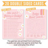 20 Retro Baby Shower Games For Girls-Hilarious Baby Shower Games, Guess Who Mommy Or Daddy Game, Funny Word Search Game