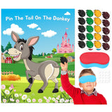 Pin The Tail On The Donkey Game For Birthday Party, Fun Carnival Farm Party Activity Crafts With Tail Stickers And Eye Mask, Party Decorations Supplies For Boys Girls