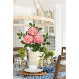 3Pcs Light Pink Roses Artificial Flowers Bouquets 26.3" Fake Flower Arrangements Silk Flowers Rose With Long Stem Floral Branch Faux Roses Flowers For Diy Table Centerpieces Home Decor