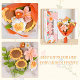 Crochet Flower Bouquet, Orange Crochet Flowers Gifts For Her, Crochet Sunflowers Tulips Roses Bouquet For Valentines Day, Weddings Birthdays Home Decor Gift For Women Moms Wife Friends