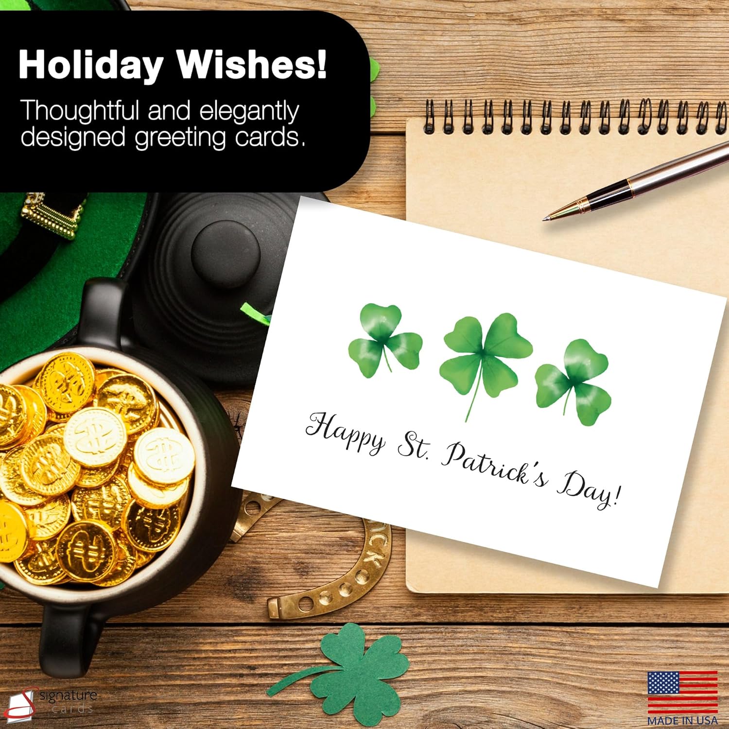 Happy St. Patrick'S Day Cards For Family & Business (Lucky Clover) Saint Patrick Bulk Greeting Card Set Pack Of 18 With Envelopes (5X7 Inch - A7) Great For Office, Work, Employees & Clients Spd2502