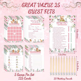 145 Pieces Woodland Baby Shower Game Floral Forest Animals 5 Games Set Funny Activities With 20 Pencils For Kids Include Baby Descriptions And Wishes