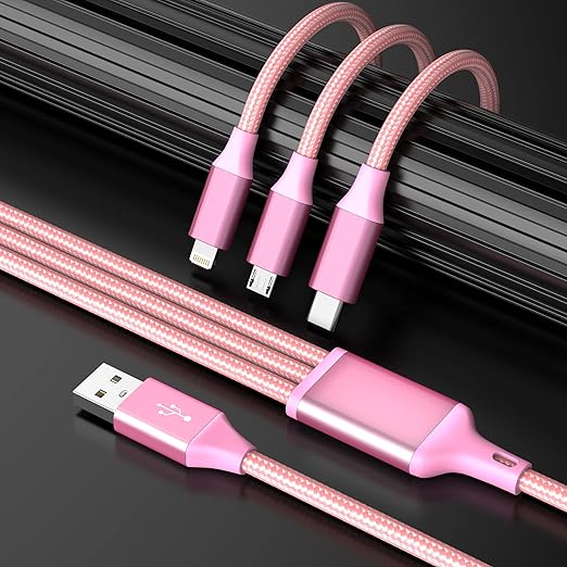 2 Pack 3 in 1 Multi Charging Cable 4FT Universal Fast Charging Cord for iPhone 17 16 15 Samsung Android iPad