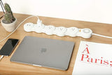 Flexible Surge Protector Power Strip with 4 Outlets 2 USB Ports and 6FT Flat Plug Cord White