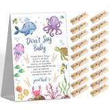 Don'T Say Baby Game Sign For Ocean Under The Sea Shower (1 Sign + 50 Mini Clothespins) - Gender Reveal Party Decorations And Favors Supplies (Mq-1-9)