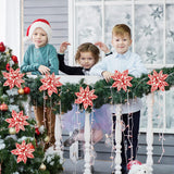 24 Pieces Red White Poinsettia Artificial Christmas Flowers Decoration Snow Spray Christmas Tree Picks Decorative Stem For Xmas Wreath Decorations (5.5 Inches)
