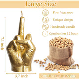 Middle Finger Scented Candle Gold Large Size Danish Pastel Room Decor Pine Aromatherapy Candle Long Lasting Natural Soy Wax Hand Gesture Fragrance Candlestick For Home Room Supplies 7.1” X 3.7”