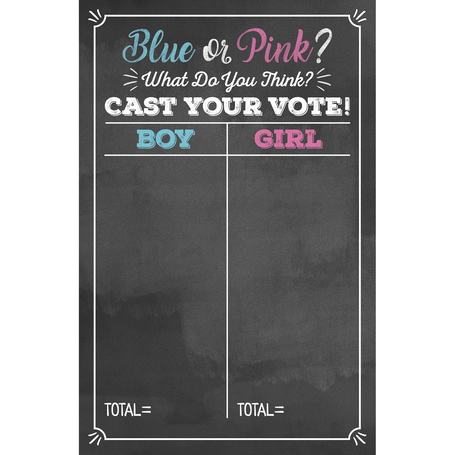 Old Wives Tales & Boy Or Girl Voting Game Gender Reveal Party Posters 11" X 17" Black, Pink & Blue- Party Supplies, Activity, Decorations (2 Posters)