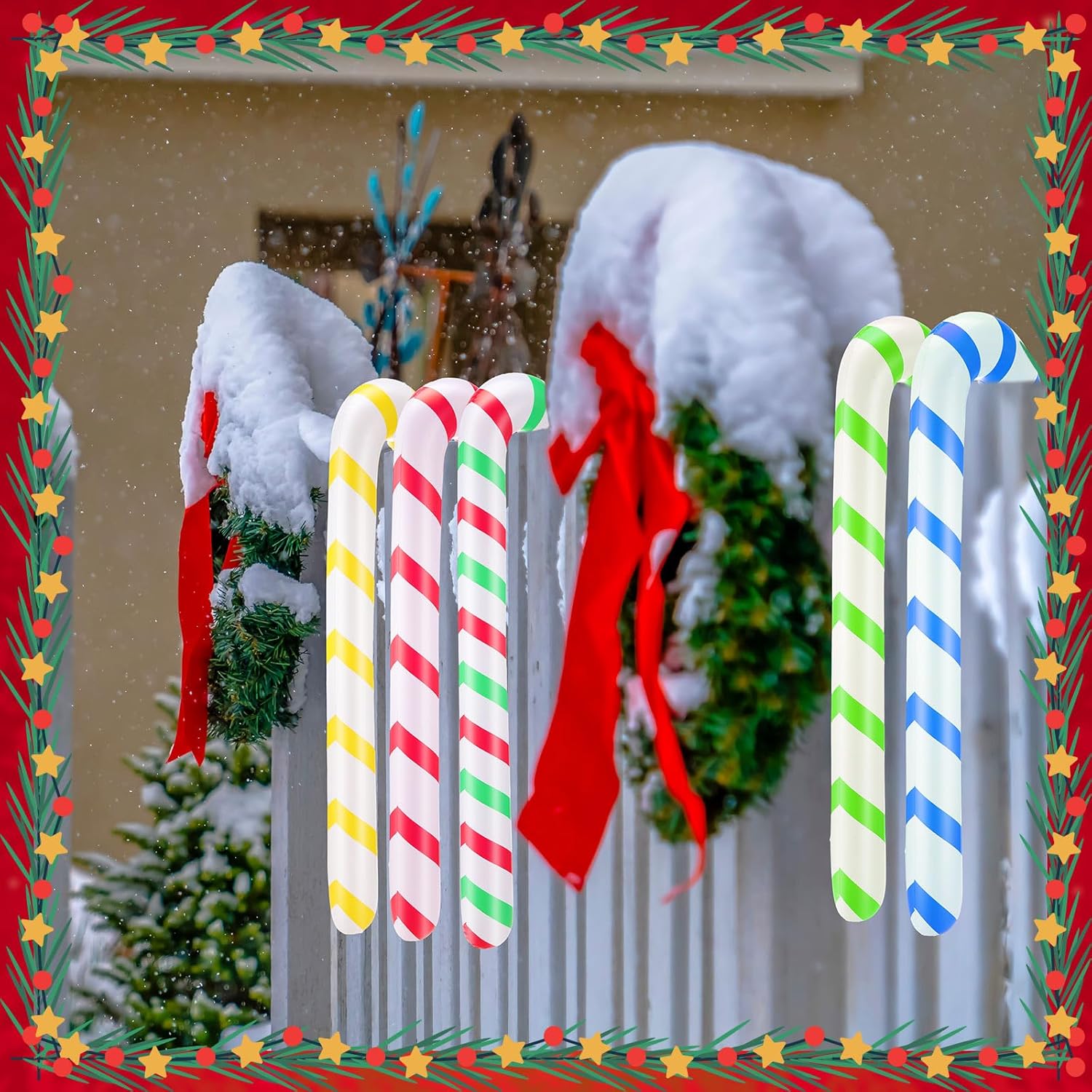 12 Pcs Inflatable Candy Canes For Christmas 35 Inch Jumbo Santa Candy Canes 18 Inch Lollipop Balloon Christmas Tree Hang