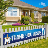Thank You Jesus Banner,Yard Sign Christmas Baptism Banner,Jesus Is The Reason For The Season,God Bless Winter Holiday Party Supplies,Merry Christmas Party Decorations-9.8 X 1.6 Feet