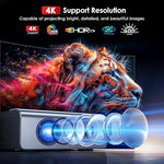 Projector, 1080P, 20000L, WiFi Bluetooth, 4K Support, Electric Focus, Keystone