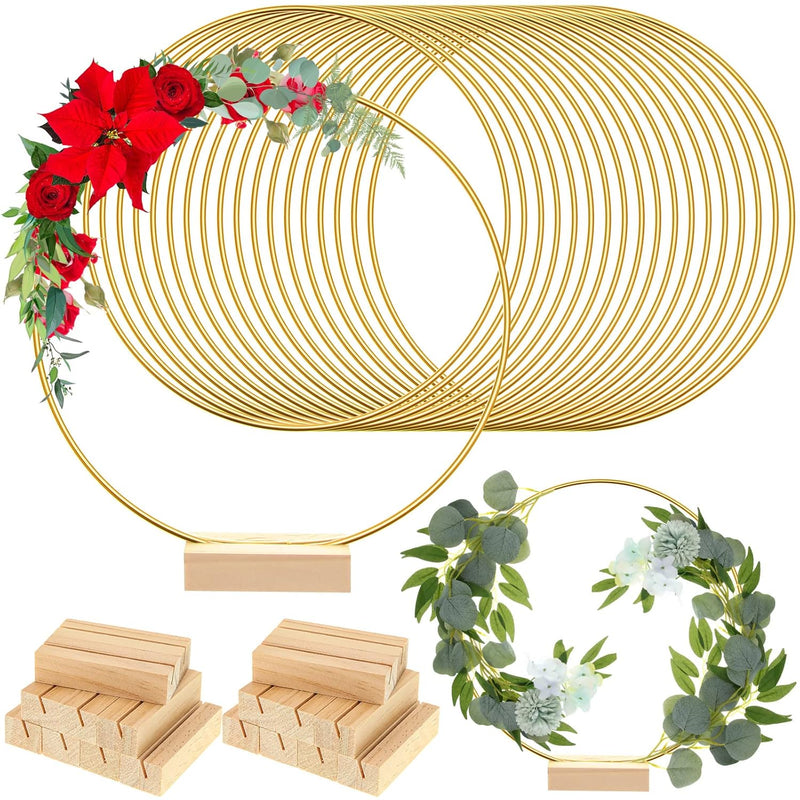 18 Pcs Floral Hoop Centerpiece With Stand 14 Inch Metal Rings Macrame Rings La