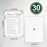 30 Bridal Shower Game Cards - Over Or Under Or Just Right - Eucalyptus Leaf Plant Themed Wedding Games, Engagement? Wedding Party Activity Games? Suitable For 30 Guests? Favors & Supplies - A04