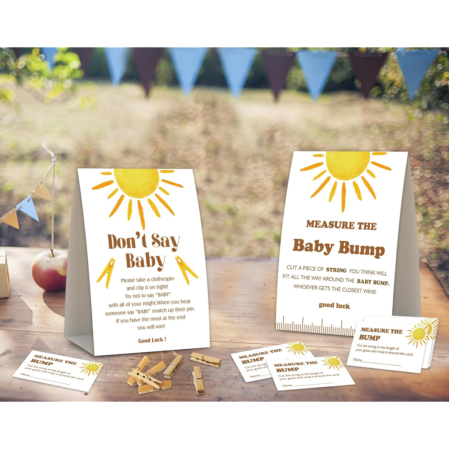 2 Here Comes The Sun Baby Shower Game,Don'T Say Baby Clothespin Games,Measure The Baby Bump,Baby Shower Decorations,Baby Shower Game Gender Neutral,Baby Shower Package,Funny Baby Shower Games-2