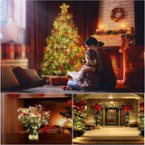 Outdoor Indoor String Lights Christmas 300Led Warm White Fairy Lights 99Ft Green Wire Dimmable With Remote Control, Wate
