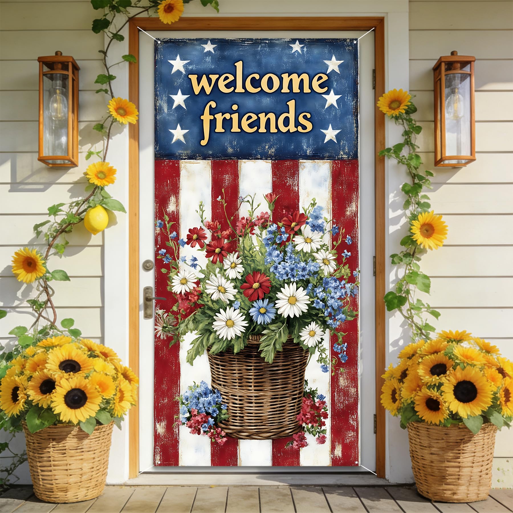 Welcome Friends Door Banner - 3.5 x 7 Feet