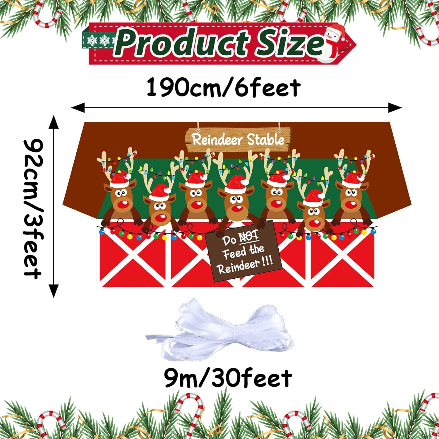 Christmas Backdrop Decorations Reindeer Stable Background Sign Xmas Elk Banner Merry Christmas Photo Background For Winter Holiday Birthday Home Party Indoor Outdoor Supply Window Door Decor