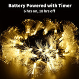 Fiber Optic Fairy Lights Battery Operated, 33Ft 60 Led Mini Firework String Lights With Timer, Green Wire Christmas Tree