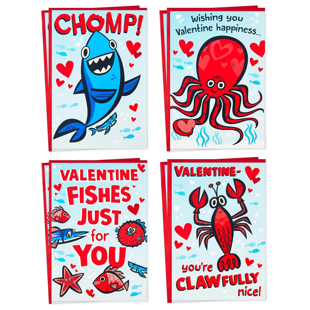 Hallmark Valentine's Day Cards for Kids School, Sea Creatures (8 Classroom Valentines with Envelopes)
