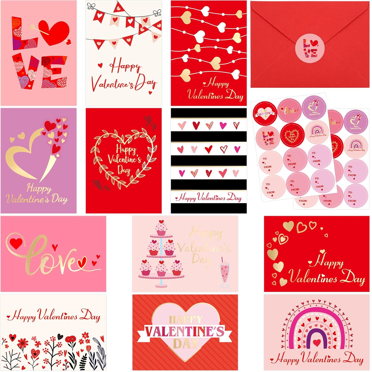 36 Pack Small Valentines Cards With Envelopes 2.5 X 3.5 Mini Foil Valentine’S Day Cards Blank Inside