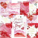 Valentines Day Cards Assortment Happy Heart Day Cards 24 Pcs Glitter Watercolor Pink Valentine'S Day Cards With Envelopes Bulk Anniversary School Kids Adults